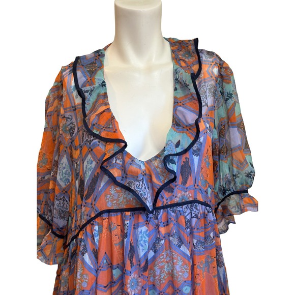 Free People Cassis Chiffon Sheer Maxi Dress with Attached Slip sz S NWT $198 NEW - Picture 4 of 16